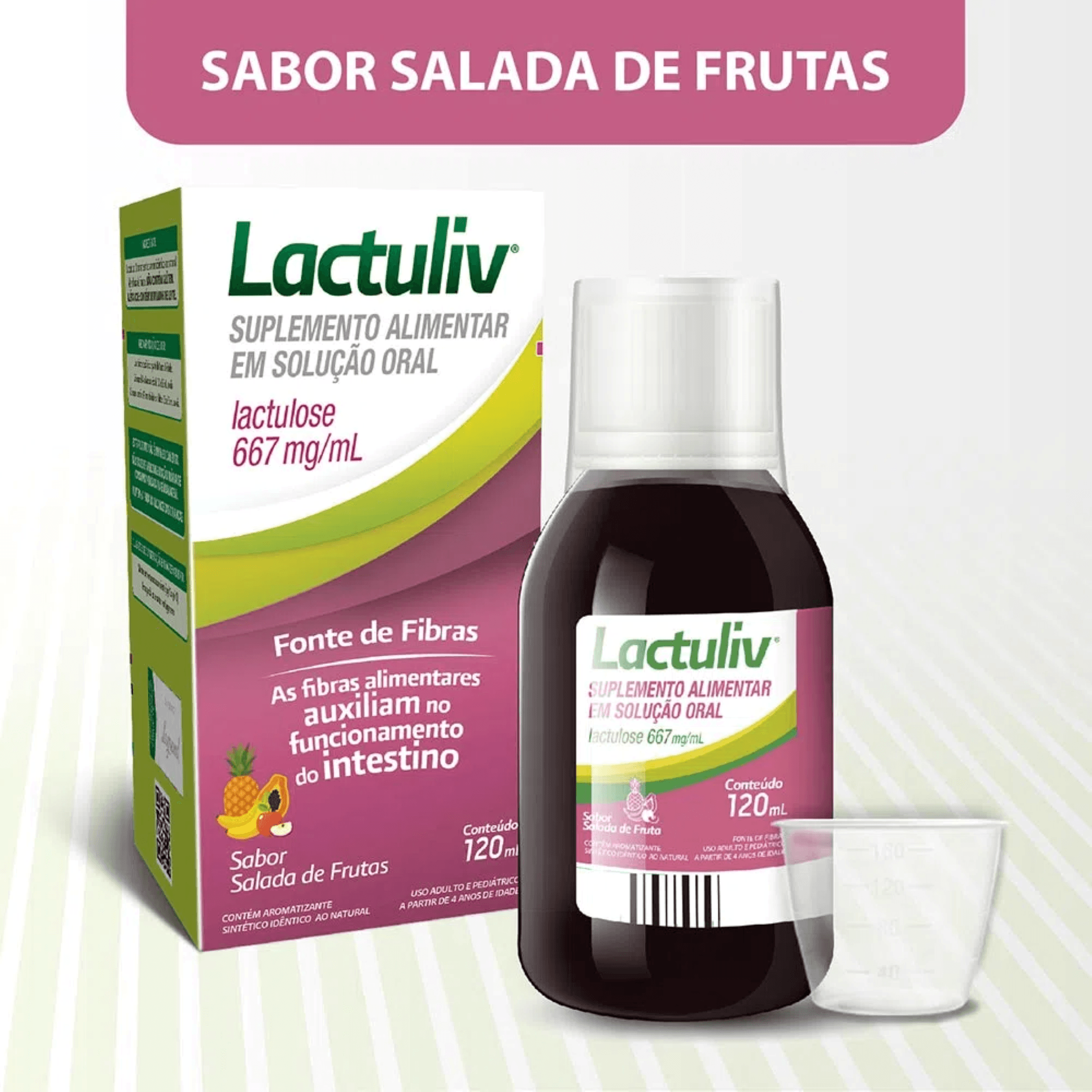 Lactuliv 667Mg Xarope Frasco Com 120Ml Sabor Salada De Frutas