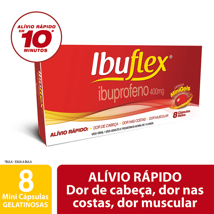Analgésico e Antitérmico Ibuflex 400mg 8 Cápsulas