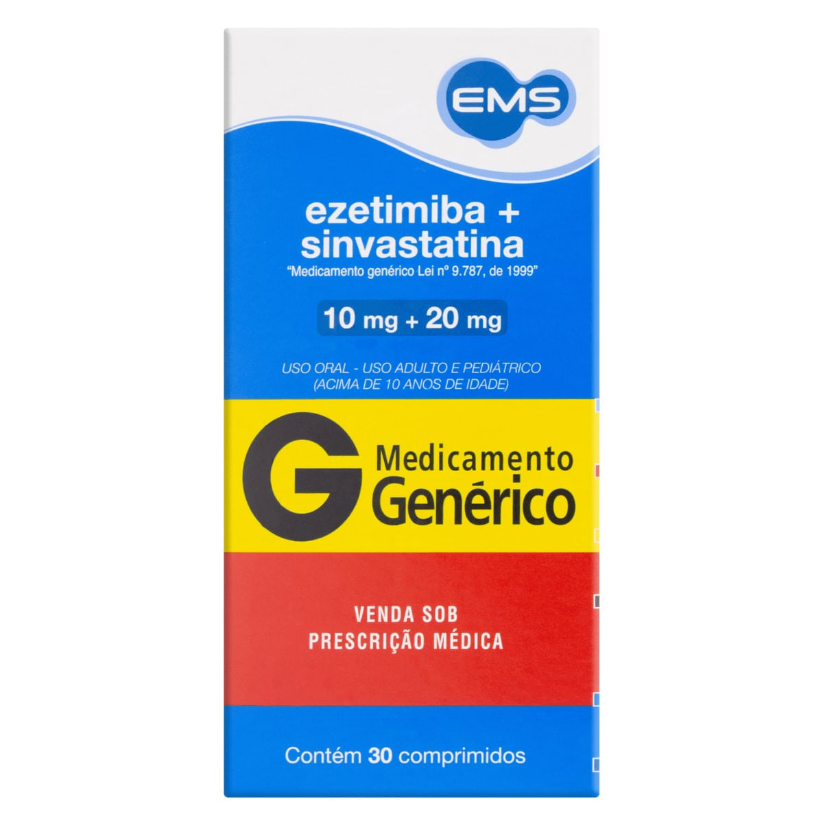 Encontraproduto.com.br - Ezetimiba 10mg + Sinvastatina 20mg EMS 30 Comprimidos