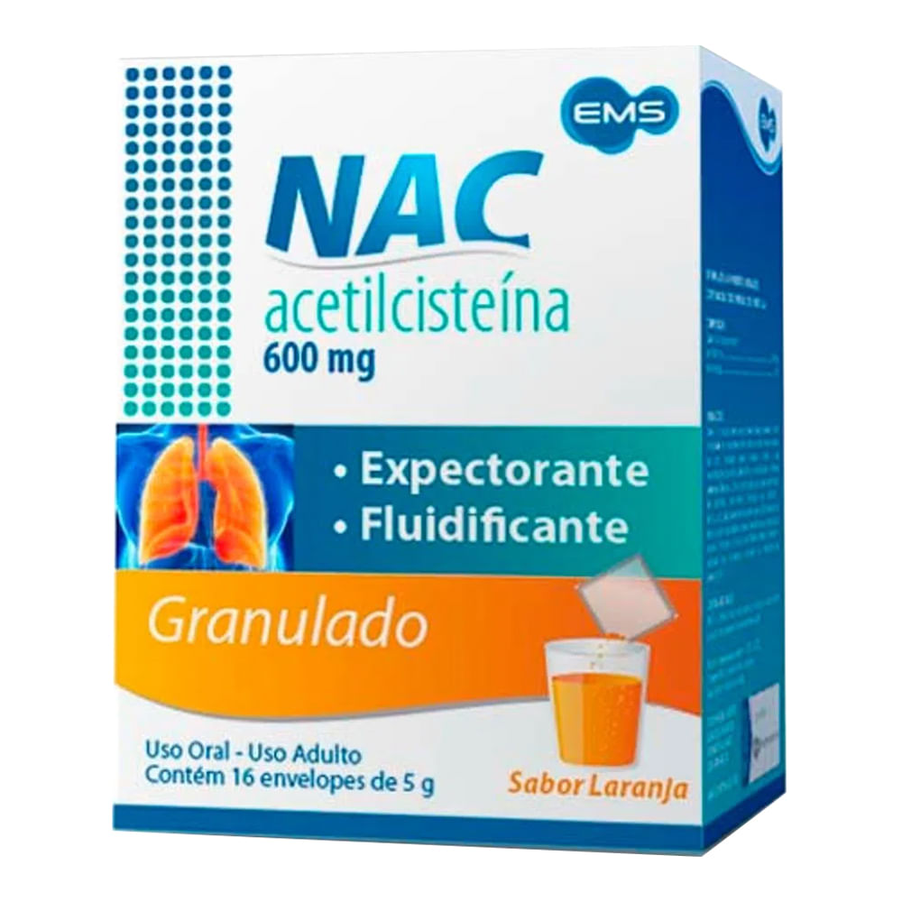 Encontraproduto.com.br - Expectorante Nac 600mg 16 envelopes com 5g