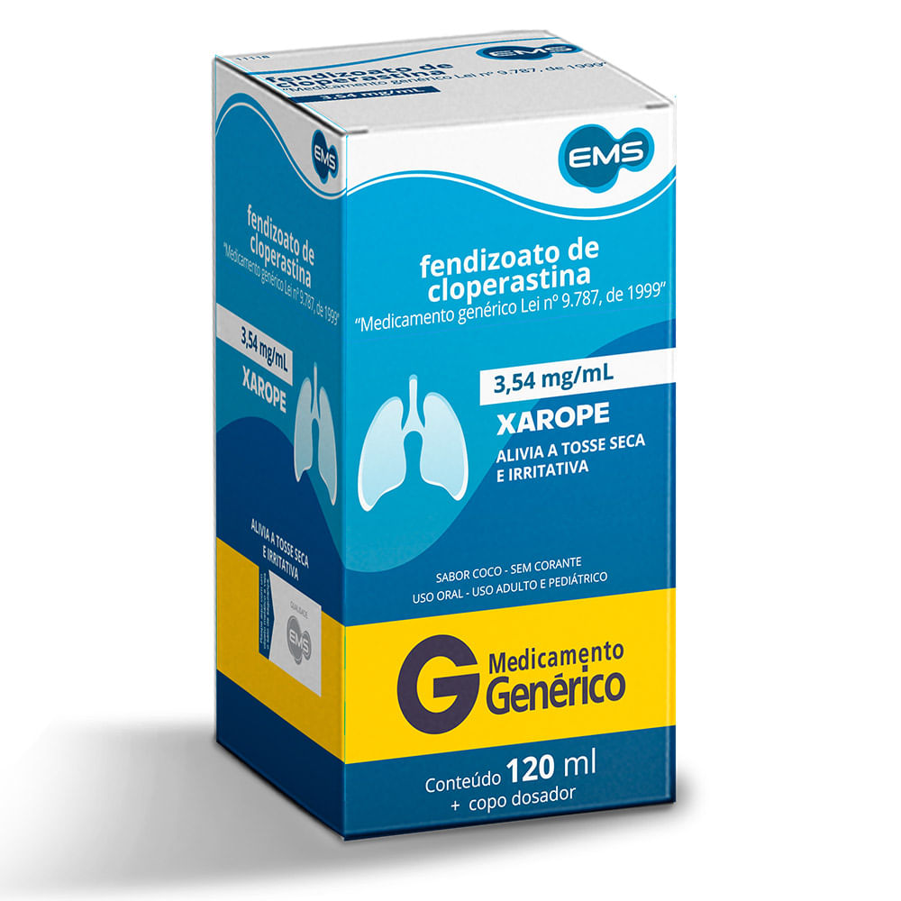 Encontraproduto.com.br - Xarope Fendizoato de Cloperastina 3,54mg/ml Ems 120ml Genérico