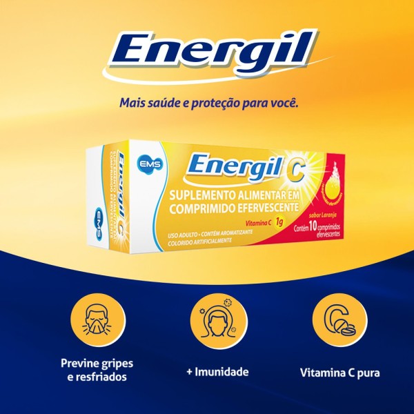Encontraproduto.com.br - Energil C 1g com 10 Comprimidos Efervescentes - Sigma Pharma