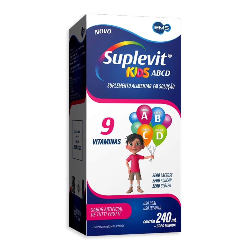 Suplevit Kids Abcd 9 Vitaminas 240Ml Sabor Tutti-Frutti Ems