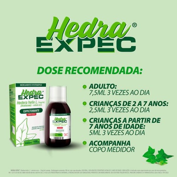 Encontraproduto.com.br - Hedra Expec Xarope 7mg com 100ml - Legrand