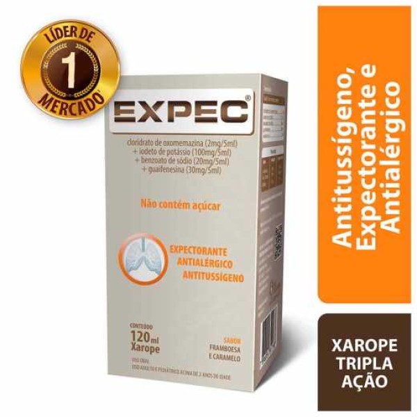 Encontraproduto.com.br - Expec Xarope Sabor Framboesa e Caramelo 120ml + Copo Dosador