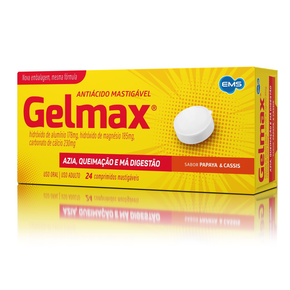 Encontraproduto.com.br - Gelmax Papaya-Cassis - 24 Comprimidos Mastigáveis