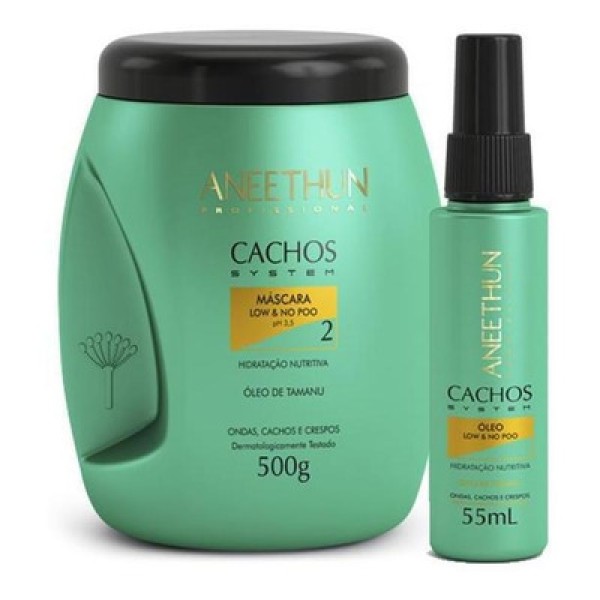 Encontraproduto.com.br - Kit Aneethun Oleo Low No Poo Cachos System E Máscara Cachos
