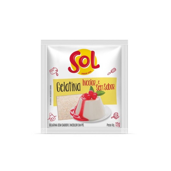 Gelatina Sem Sabor Sol Incolor 12g