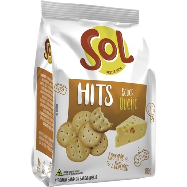 Encontraproduto.com.br - Biscoito Salgado Queijo Sol Hits 80 g