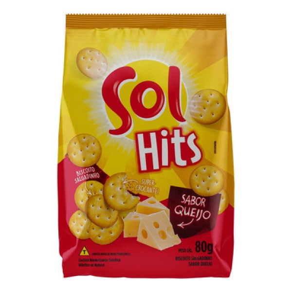 Encontraproduto.com.br - Biscoito Salgado Queijo Sol Hits 80 g