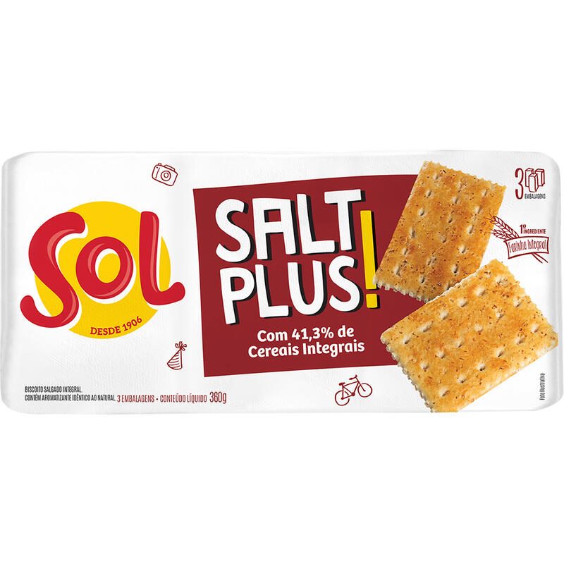 Encontraproduto.com.br - Biscoito Sol Salt Plus Integral Pacote com 360g