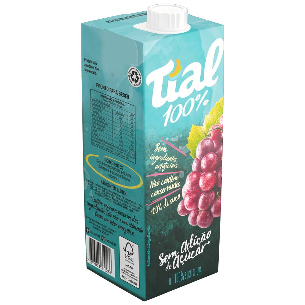 Encontraproduto.com.br - Suco Pronto Tíal 100% Zero Açúcar Uva 1L