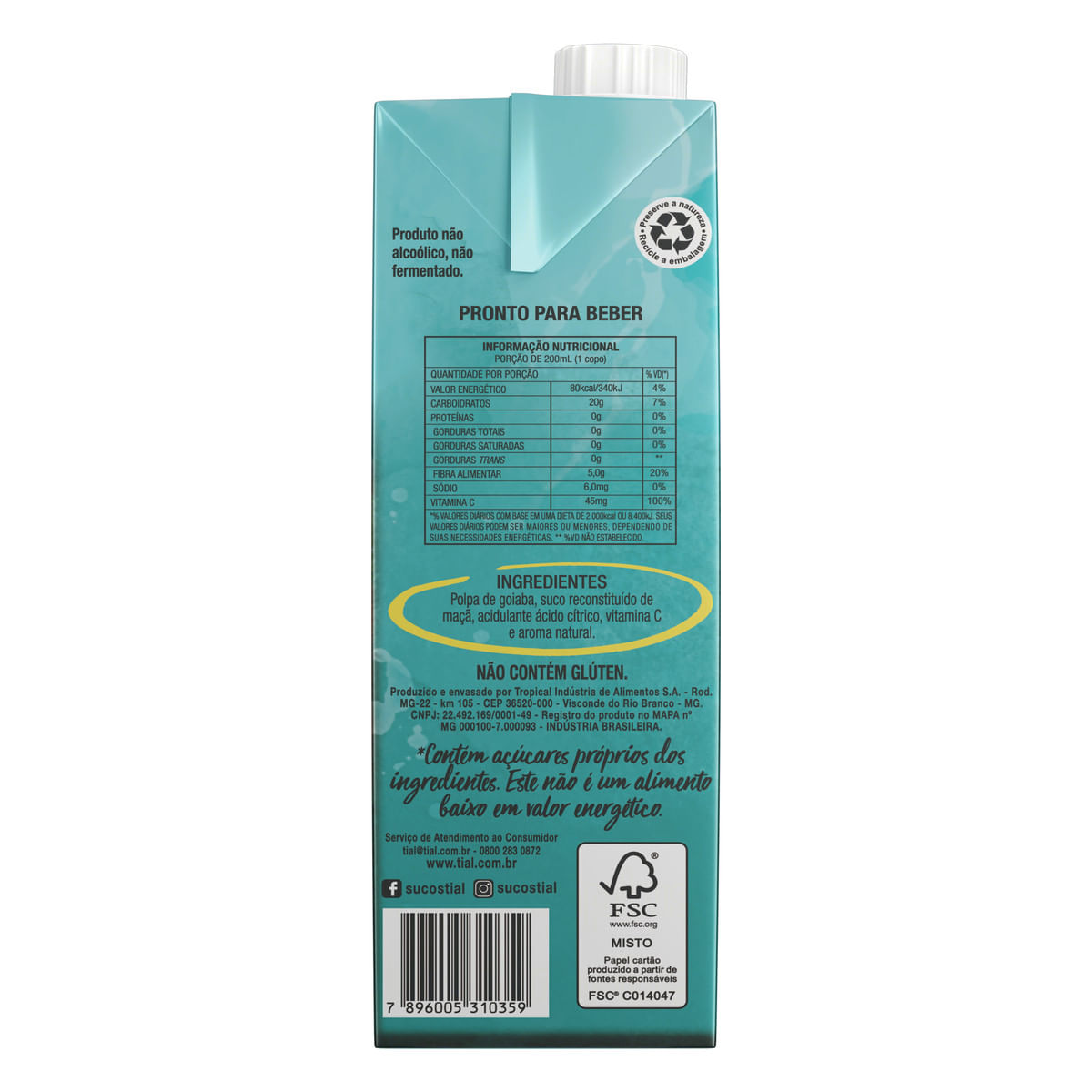 Encontraproduto.com.br - Suco Pronto Tíal 100% Zero Açúcar Goiaba 1L