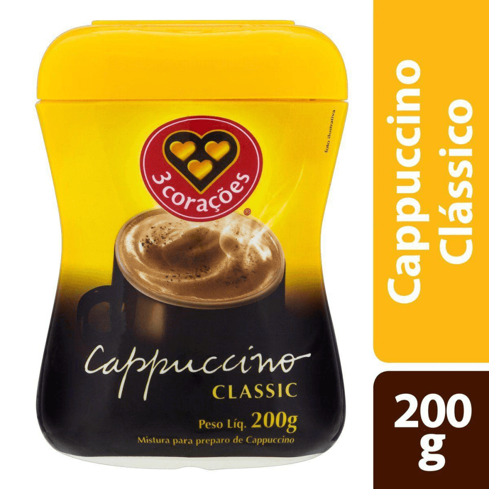 Encontraproduto.com.br - Café Solúvel 3 Corações Cappuccino Classic Pote 200g
