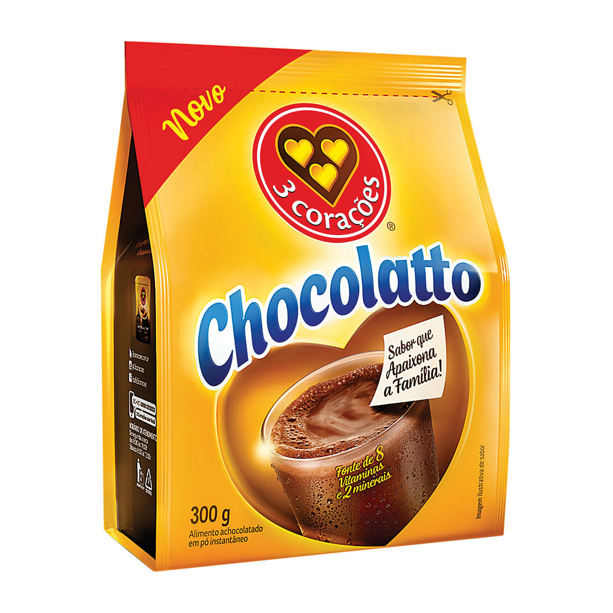 Achocolatado 3 Corações Chocolatto Sachê 300g