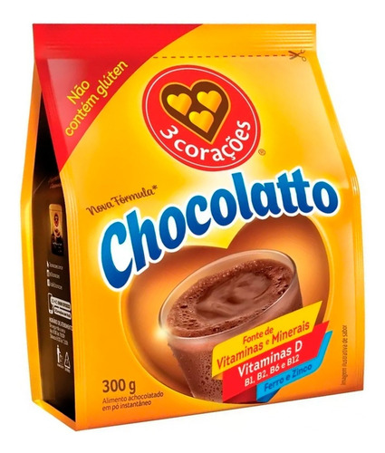 Encontraproduto.com.br - Achocolatado 3 Corações Chocolatto Sachê 300g
