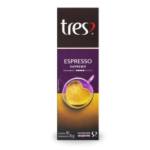 Cápsula de Café Tres com 10 Unidades de 8g Espresso Supremo
