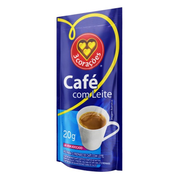 Encontraproduto.com.br - Café Com Leite 3 Corações Sachê 20g