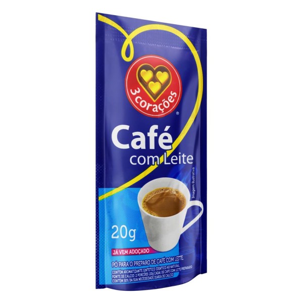 Encontraproduto.com.br - Café Com Leite 3 Corações Sachê 20g