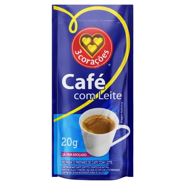 Encontraproduto.com.br - Café Com Leite 3 Corações Sachê 20g