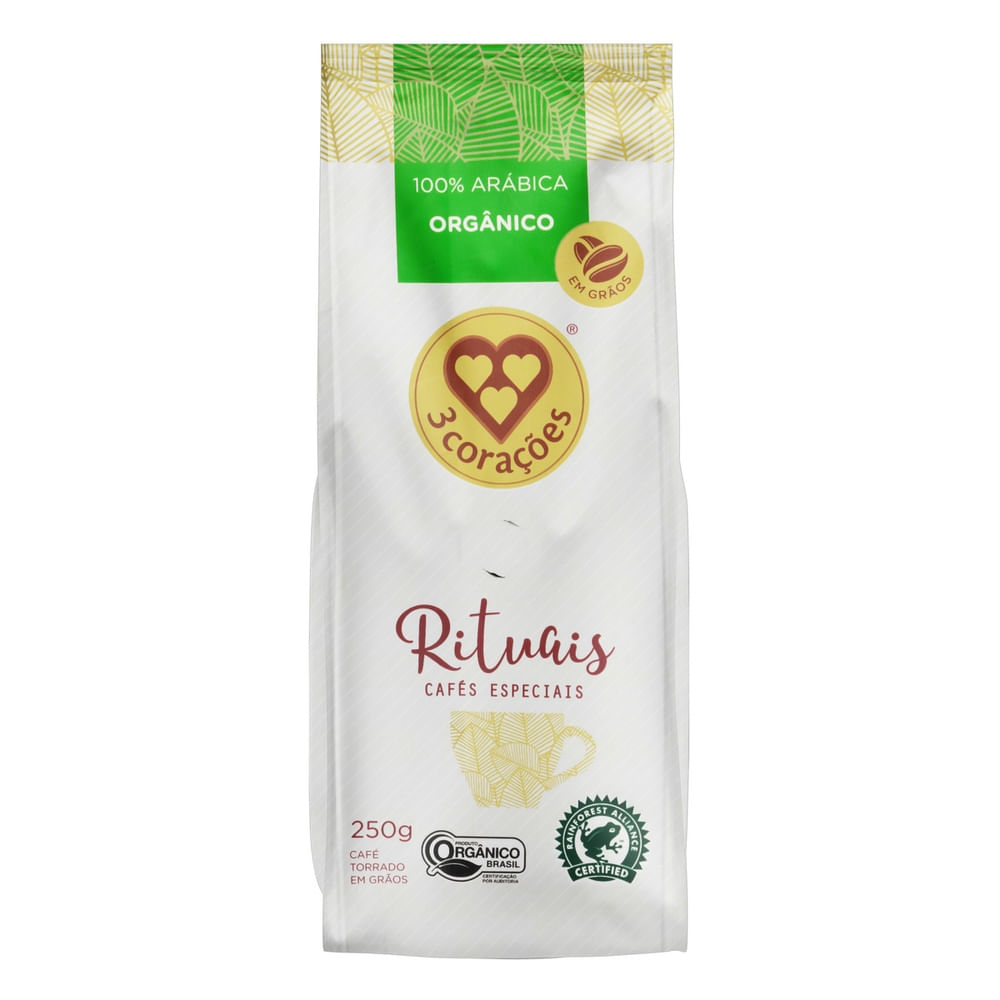 Café Rituais Torrado e Moído TRÊS CORAÇÕES Orgânico Pacote 250g