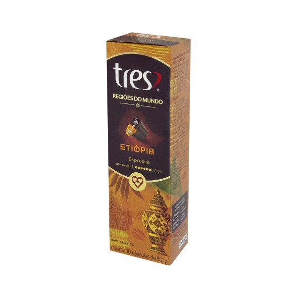 Encontraproduto.com.br - Capsula de Café Torrado e Moído Três Corações Etiopia Espresso Caixa com 10un