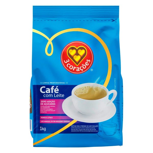 Encontraproduto.com.br - Café com Leite Solúvel 3 Corações Zero Açúcar 1kg