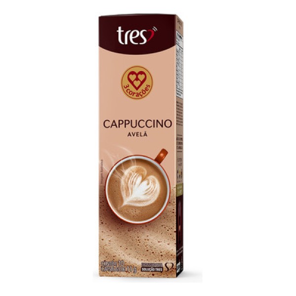 Encontraproduto.com.br - Cápsula de Café 3 Corações Cappuccino Avelã 110g Com 10 Cápsulas