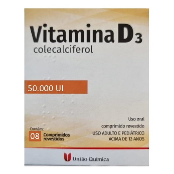 Vitamina D3 50.000UI 8 Comprimidos União Química