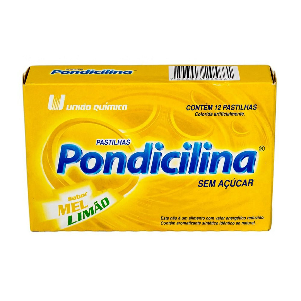 Encontraproduto.com.br - Pondicilina Sabor Mel e Limão com 12 Pastilhas - União Química