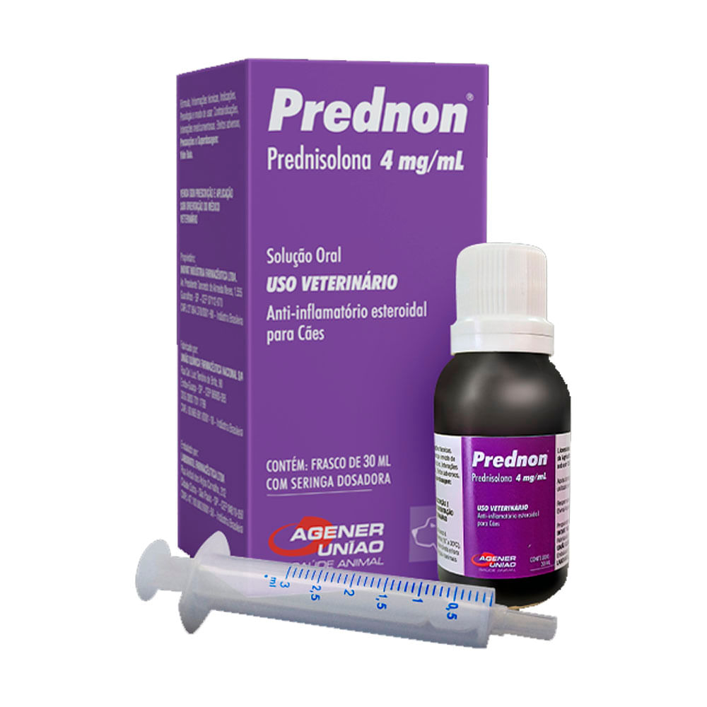 Encontraproduto.com.br - Anti-inflamatório Agener União Prednon 4 mg/ml para Cães 30 ml