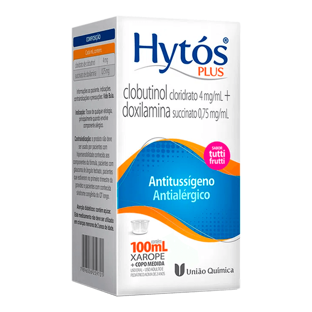 Encontraproduto.com.br - Antitussígeno e Antialérgico Hytos Plus 4mg/ml e 0,75mg/ml 100ml