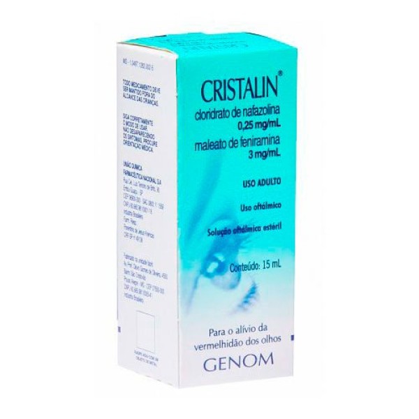 Encontraproduto.com.br - Colírio Antialérgico e Descongestionante Cristalin 0,25mg/ml + 3mg/ml 15ml