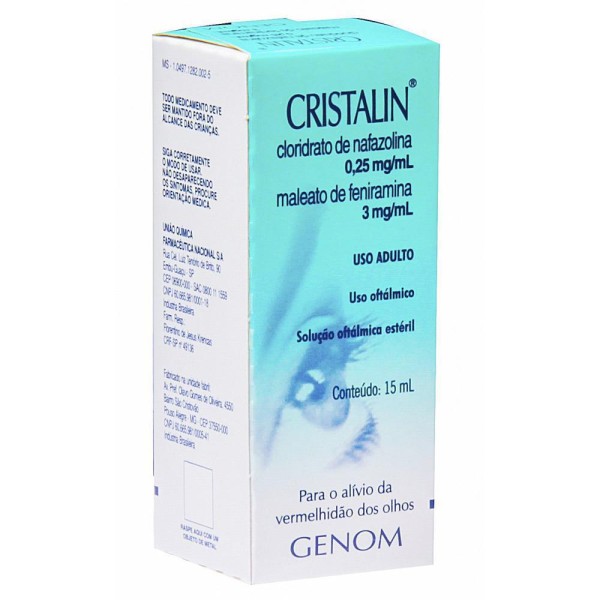 Encontraproduto.com.br - Colírio Antialérgico e Descongestionante Cristalin 0,25mg/ml + 3mg/ml 15ml