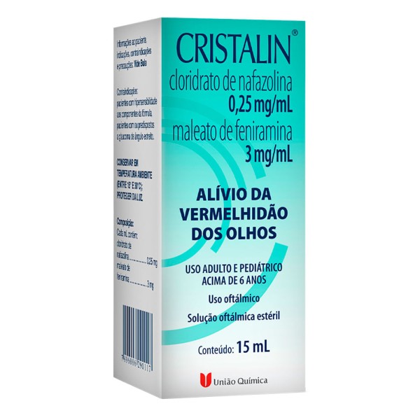 Encontraproduto.com.br - Colírio Antialérgico e Descongestionante Cristalin 0,25mg/ml + 3mg/ml 15ml