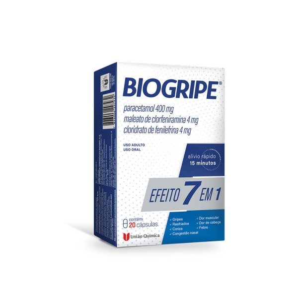 Biogripe Paracetamol 400mg + Maleato De Clorfeniramina 4mg + Cloridrato  De Fenilefrina 4mg Com 20 C