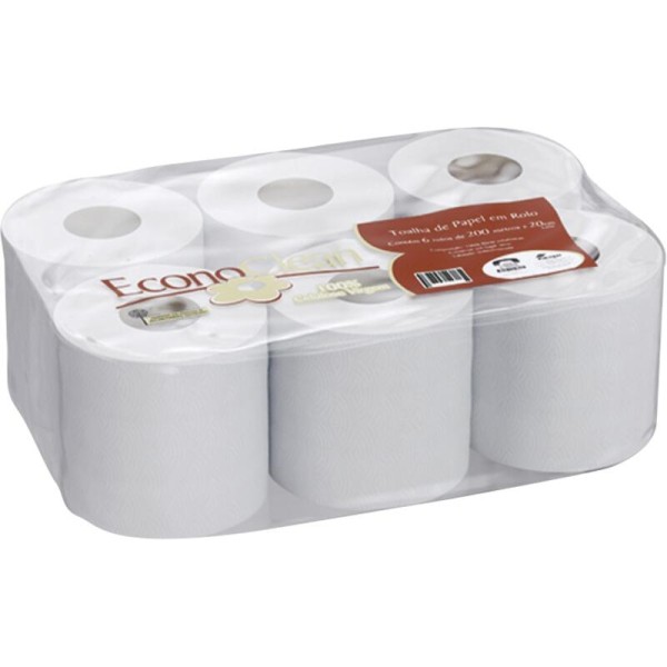 Encontraproduto.com.br - Toalha de Papel Econoclean Bobina 200m Pacote com 6 rolos
