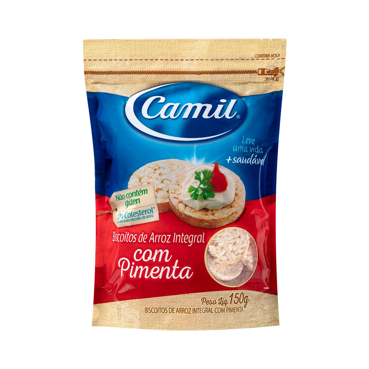 Encontraproduto.com.br - Biscoito de Arroz Integral Pimenta 150g - Camil