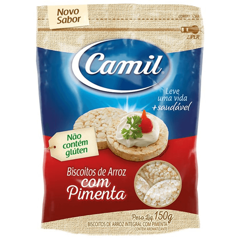 Encontraproduto.com.br - Biscoito de Arroz Integral Pimenta 150g - Camil