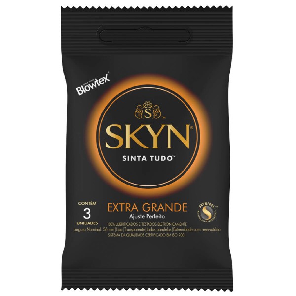 Encontraproduto.com.br - Preservativo Blowtex Skyn Extra Grande Sachê Com 3 Unidades