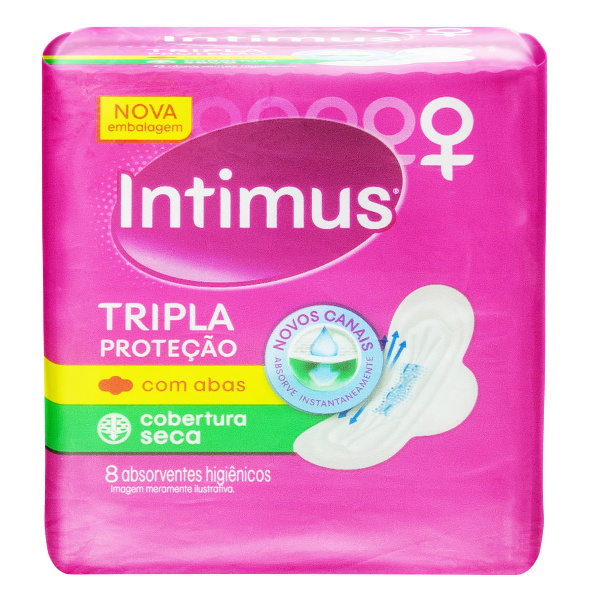 Encontraproduto.com.br - Absorvente Tripla Proteção Seca com Abas Intimus 8 Unidades
