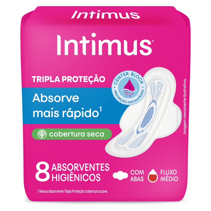 Absorvente Tripla Proteção Seca com Abas Intimus 8 Unidades