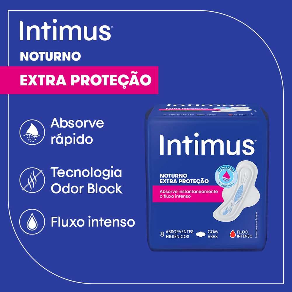 Encontraproduto.com.br - Absorvente Noturno Cobertura Suave com Abas Intimus Gel com 8 unidades