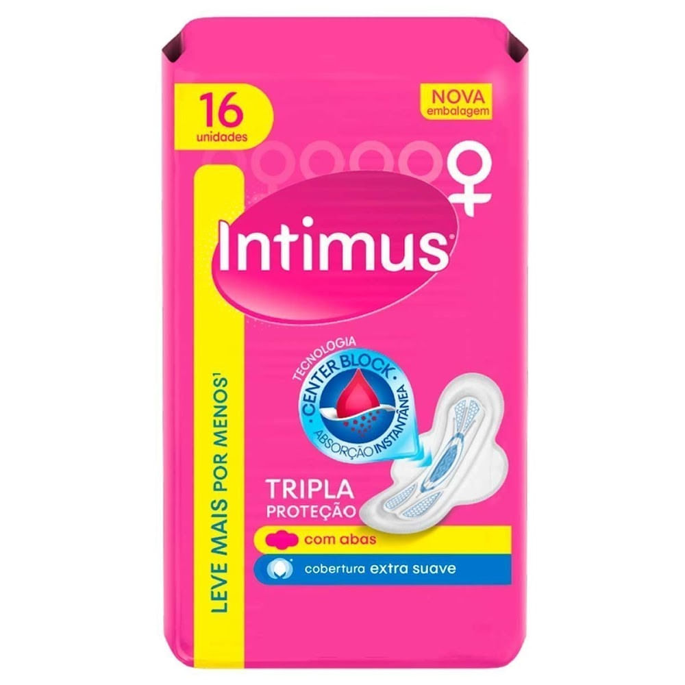 Encontraproduto.com.br - Absorvente Intimus® Tripla Proteção Suave C/Abas 16 Unidades