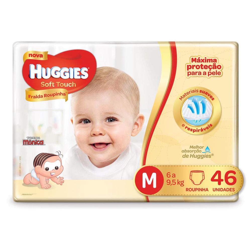Encontraproduto.com.br - Fralda HUGGIES Soft Touch M com 46 Fraldas