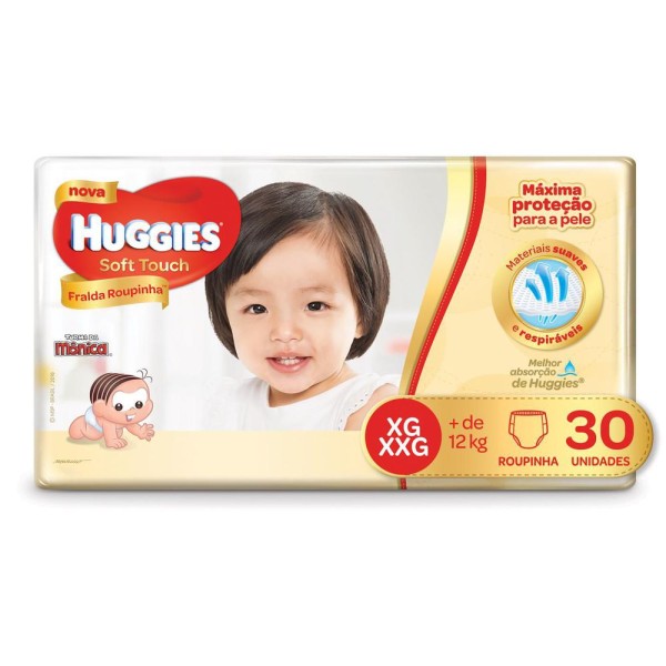 Encontraproduto.com.br - Fralda Huggies XG e XXG Soft Touch Mega - 30 Unidades