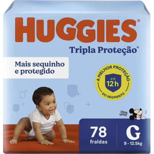 Fralda Descartável Huggies Tripla Proteção - G Pacote com 78 unidades
