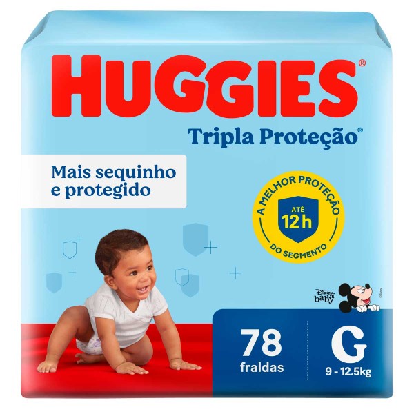 Encontraproduto.com.br - Fralda Descartável Huggies Tripla Proteção - G Pacote com 78 unidades