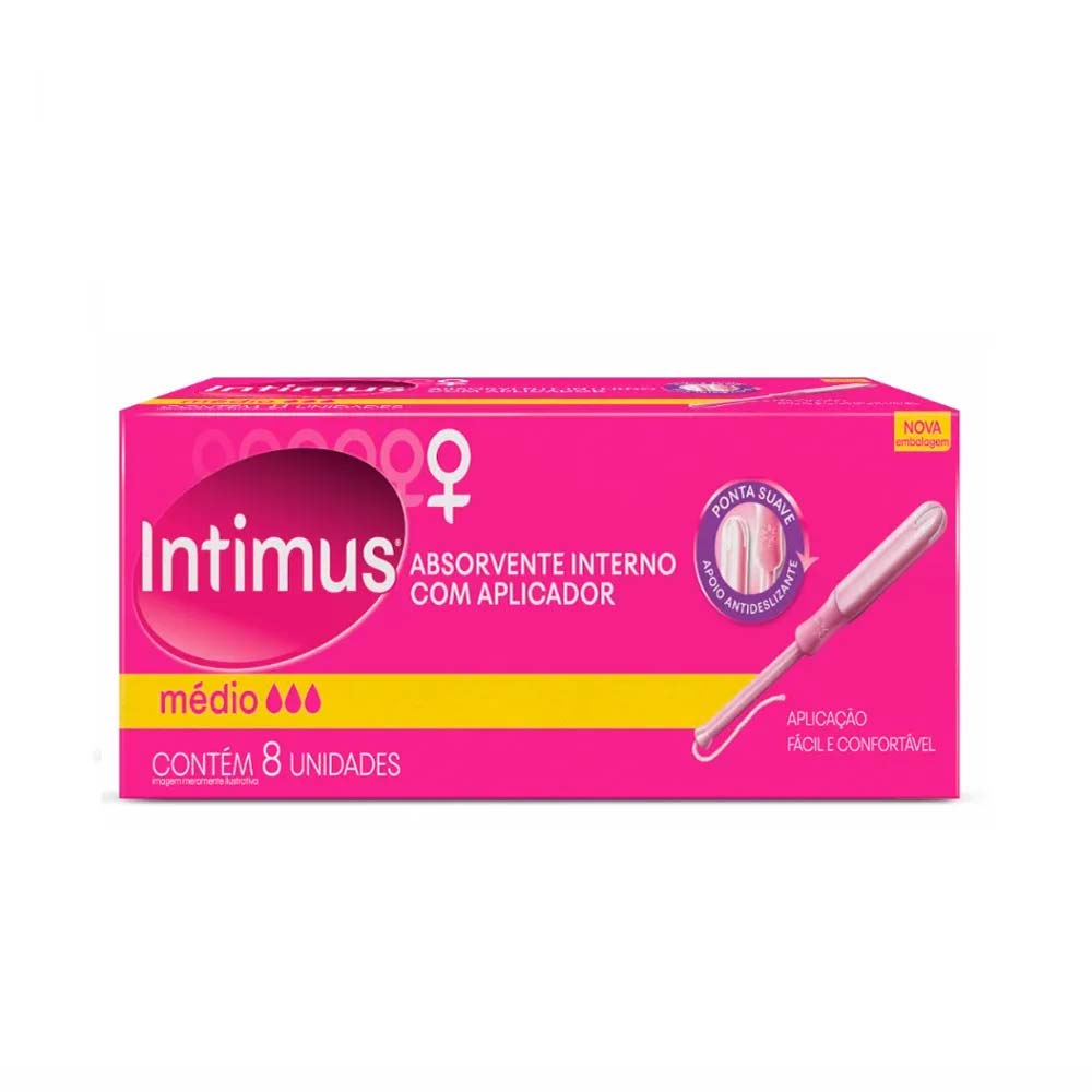 Encontraproduto.com.br - Absorvente Interno Sport Médio Com Aplicador Intimus - 8 unidades