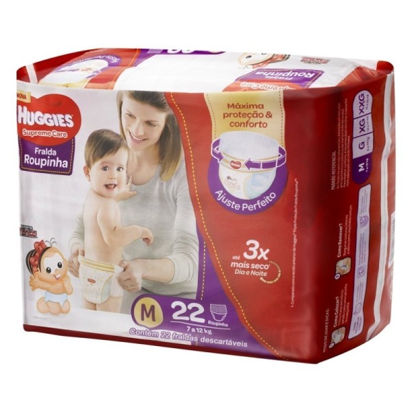 Encontraproduto.com.br - Fralda Roupinha Huggies Supreme Care M Jumbo Com 22 Unidades